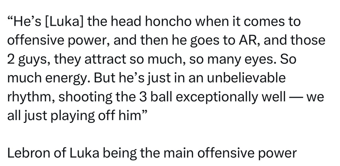 勒布朗盛赞卢卡进攻核心地位 构建战术体系改变